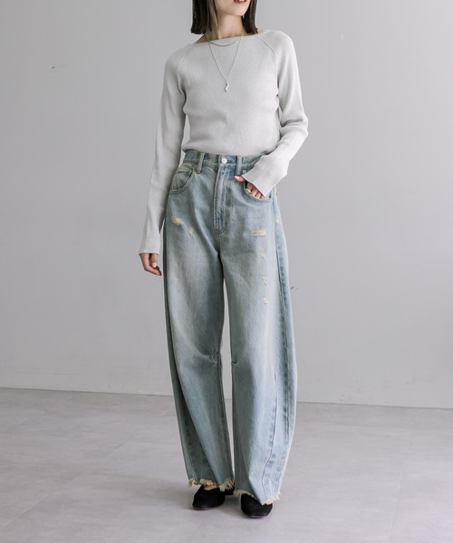 mystic（ミスティック）の「クルーリブニット（ニット/セーター・レディース・シルバー/アイボリー/ブラック/イエロー/モカ/グリーン・FREE）」の10枚目の写真