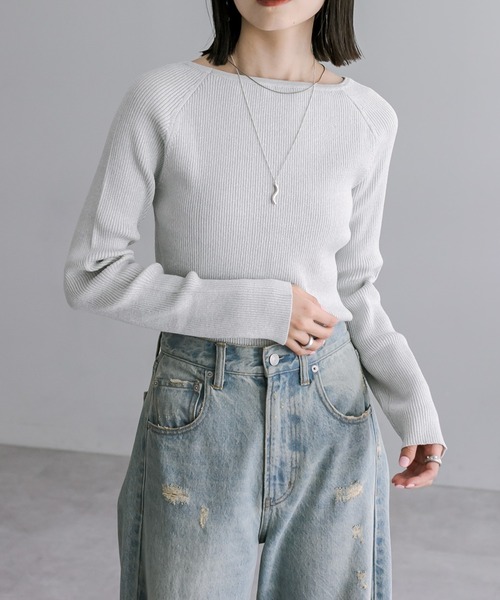 mystic（ミスティック）の「クルーリブニット（ニット/セーター・レディース・シルバー/アイボリー/ブラック/イエロー/モカ/グリーン・FREE）」の7枚目の写真