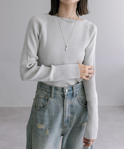 mystic（ミスティック）の「クルーリブニット（ニット/セーター・レディース・シルバー/アイボリー/ブラック/イエロー/モカ/グリーン・FREE）」の9枚目の写真