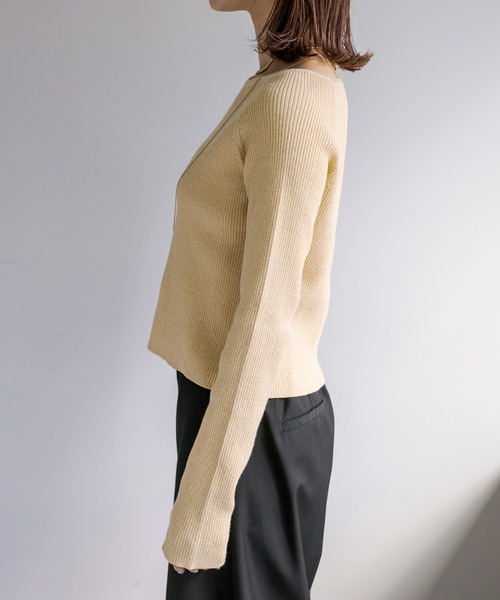 mystic（ミスティック）の「クルーリブニット（ニット/セーター・レディース・シルバー/アイボリー/ブラック/イエロー/モカ/グリーン・FREE）」の16枚目の写真