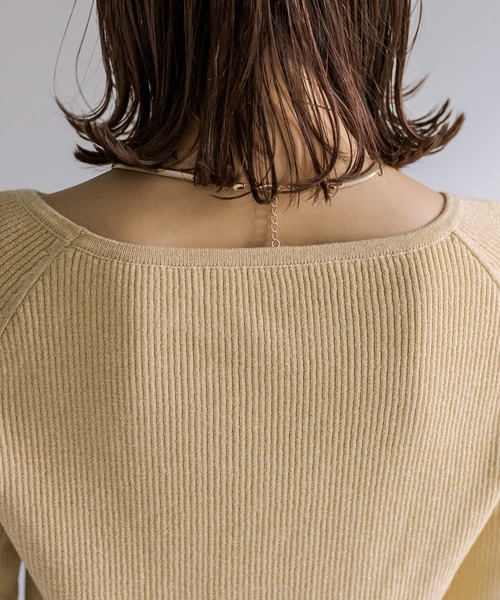 mystic（ミスティック）の「クルーリブニット（ニット/セーター・レディース・シルバー/アイボリー/ブラック/イエロー/モカ/グリーン・FREE）」の18枚目の写真