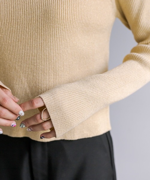 mystic（ミスティック）の「クルーリブニット（ニット/セーター・レディース・シルバー/アイボリー/ブラック/イエロー/モカ/グリーン・FREE）」の20枚目の写真