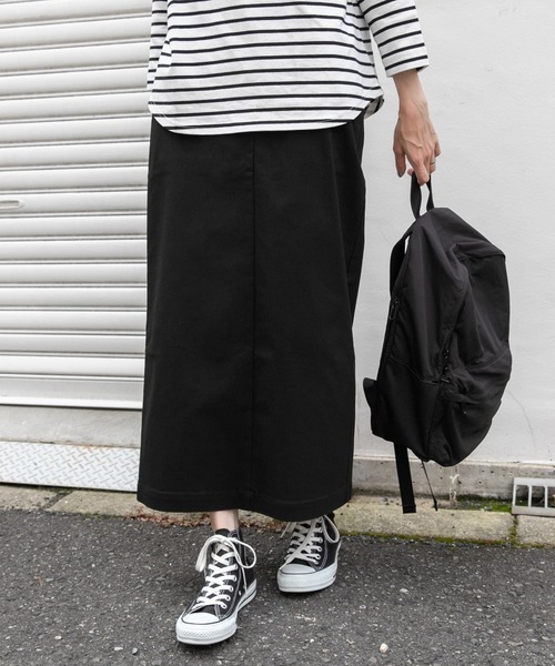 FORK&SPOON（フォークアンドスプーン）の「『防シワ』『イージーケア』FORK&SPOON　ideal stretch ストレートスカート（スカート・レディース・チェック/ブラック・1/2）」の2枚目の写真