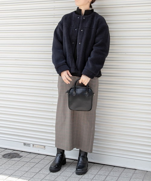 FORK&SPOON（フォークアンドスプーン）の「『防シワ』『イージーケア』FORK&SPOON　ideal stretch ストレートスカート（スカート・レディース・チェック/ブラック・1/2）」の8枚目の写真