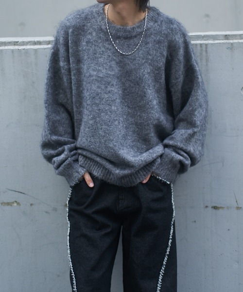 COLONY 2139(コロニートゥーワンスリーナイン)の「モヘアライクシャギーニット(ニット/セーター・メンズ・チャコールグレー/アイボリー/ブルー・LARGE/MEDIUM)」の14枚目の写真