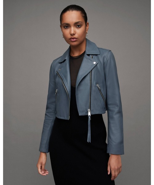 ALLSAINTS（オールセインツ）の「DALBY CROPPED SLIM LEATHER BIKER JACKET | DALBY クロップド スリム レザー バイカー ジャケット（ライダースジャケット・レディース・グレー系その他・4/6/2/10/8）」の13枚目の写真