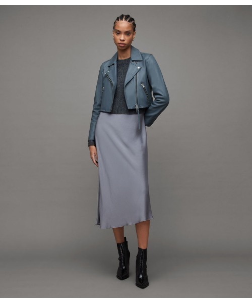 ALLSAINTS（オールセインツ）の「DALBY CROPPED SLIM LEATHER BIKER JACKET | DALBY クロップド スリム レザー バイカー ジャケット（ライダースジャケット・レディース・グレー系その他・4/6/2/10/8）」の10枚目の写真