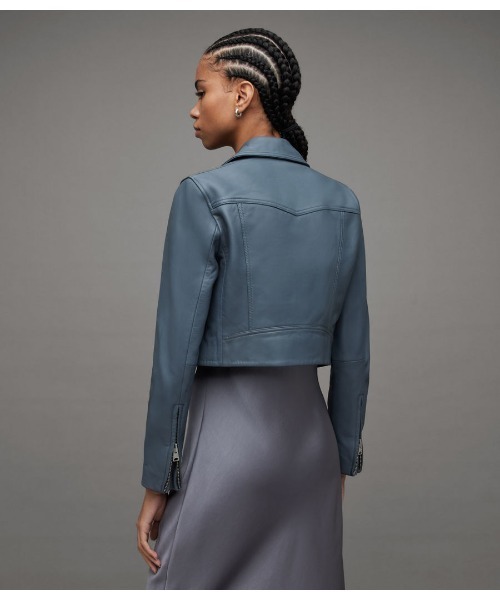 ALLSAINTS（オールセインツ）の「DALBY CROPPED SLIM LEATHER BIKER JACKET | DALBY クロップド スリム レザー バイカー ジャケット（ライダースジャケット・レディース・グレー系その他・4/6/2/10/8）」の12枚目の写真
