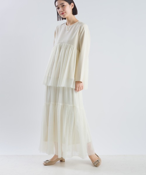 PICCIN（ピッチン）の「【セットアップ可能】ツインクロスペプラムチュールブラウス（シャツ/ブラウス・レディース・ベージュ/ブラック・M）」の5枚目の写真