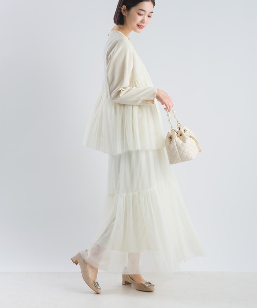 PICCIN（ピッチン）の「【セットアップ可能】ツインクロスペプラムチュールブラウス（シャツ/ブラウス・レディース・ベージュ/ブラック・M）」の6枚目の写真