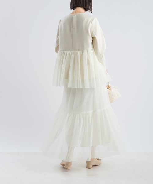 PICCIN（ピッチン）の「【セットアップ可能】ツインクロスペプラムチュールブラウス（シャツ/ブラウス・レディース・ベージュ/ブラック・M）」の7枚目の写真