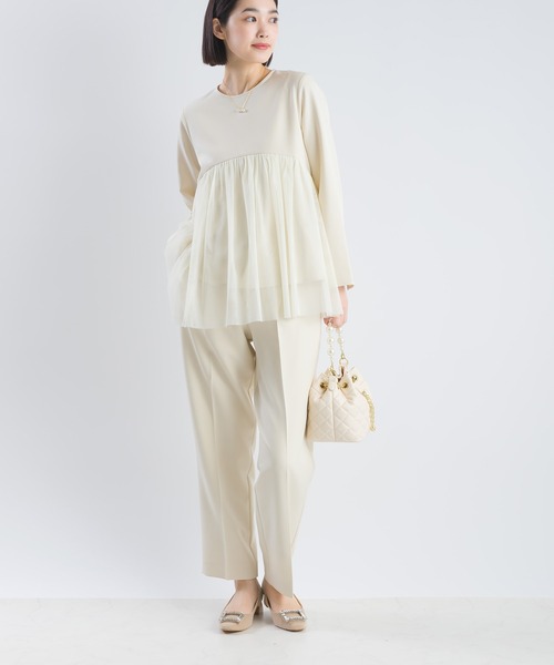 PICCIN（ピッチン）の「【セットアップ可能】ツインクロスペプラムチュールブラウス（シャツ/ブラウス・レディース・ベージュ/ブラック・M）」の8枚目の写真