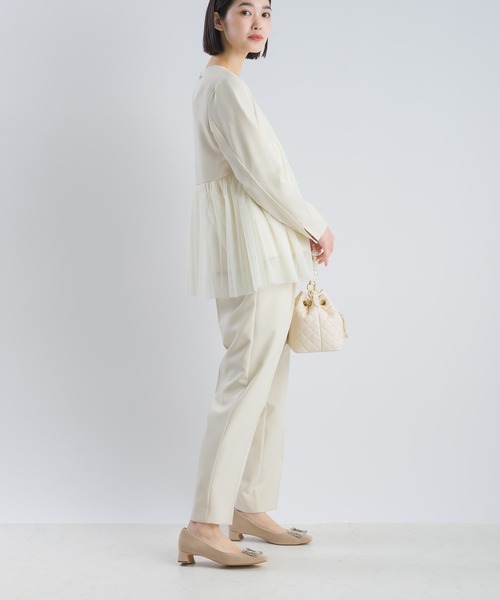 PICCIN（ピッチン）の「【セットアップ可能】ツインクロスペプラムチュールブラウス（シャツ/ブラウス・レディース・ベージュ/ブラック・M）」の9枚目の写真