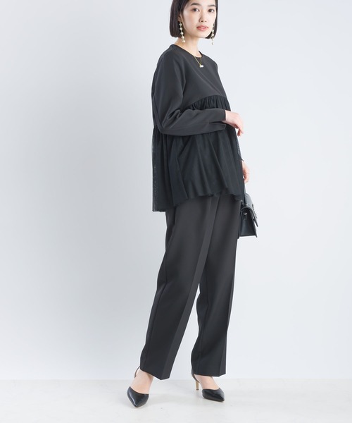 PICCIN（ピッチン）の「【セットアップ可能】ツインクロスペプラムチュールブラウス（シャツ/ブラウス・レディース・ベージュ/ブラック・M）」の12枚目の写真