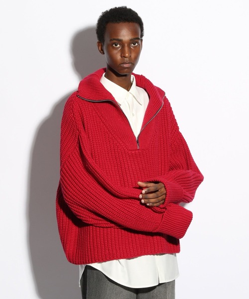 HARE（ハレ）の「OVERハーフジップニット(HARE)（ニット/セーター・メンズ・ブラック/レッド/パープル・FREE）」の7枚目の写真