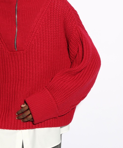 HARE（ハレ）の「OVERハーフジップニット(HARE)（ニット/セーター・メンズ・ブラック/レッド/パープル・FREE）」の15枚目の写真