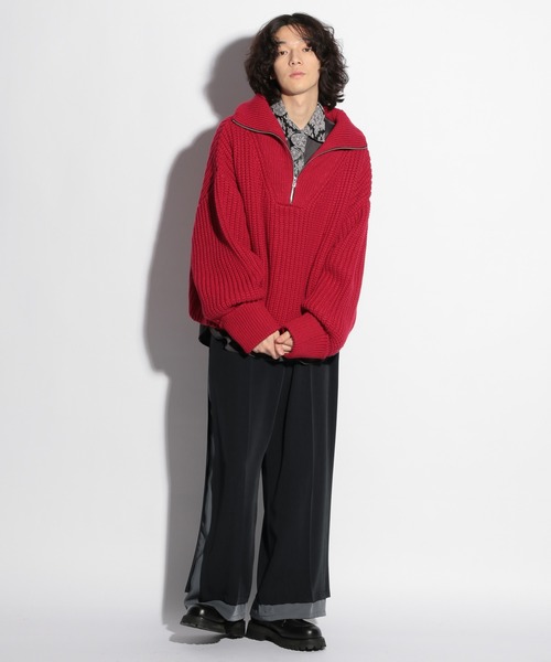 HARE（ハレ）の「OVERハーフジップニット(HARE)（ニット/セーター・メンズ・ブラック/レッド/パープル・FREE）」の22枚目の写真