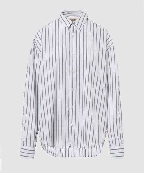 STUDIO.R330(ステュディオ アール スリーサーティー)の「STRIPED SHIRT - BOYFRIEND FIT(シャツ/ブラウス・レディース・グレー/ホワイト/ネイビー・M)」の2枚目の写真