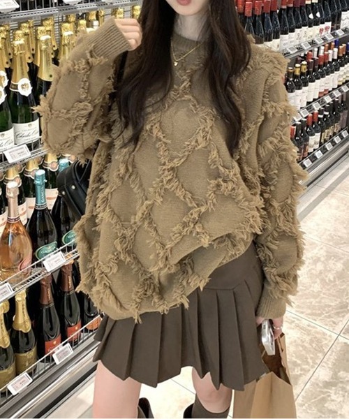 ROOPTOKYO（ループトウキョウ）の「フリンジデザインニットプルオーバー（ニット/セーター・レディース・ホワイト/ピンク/モカ・FREE）」の5枚目の写真