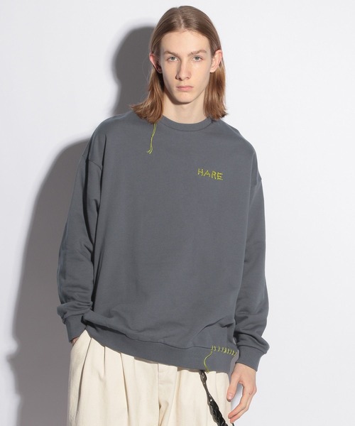 HARE（ハレ）の「ハンドステッチHAREロゴスウェット(HARE)（スウェット・メンズ・ブラック/ホワイト/グレー・FREE）」の3枚目の写真