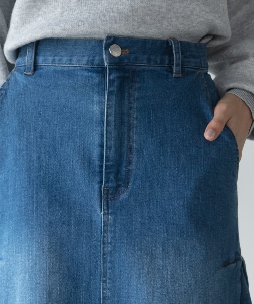 M.deux（エムドゥ）の「～サイド切替デニムロングスカート～（デニムスカート・レディース・ネイビー/ブルー・MEDIUM）」の8枚目の写真