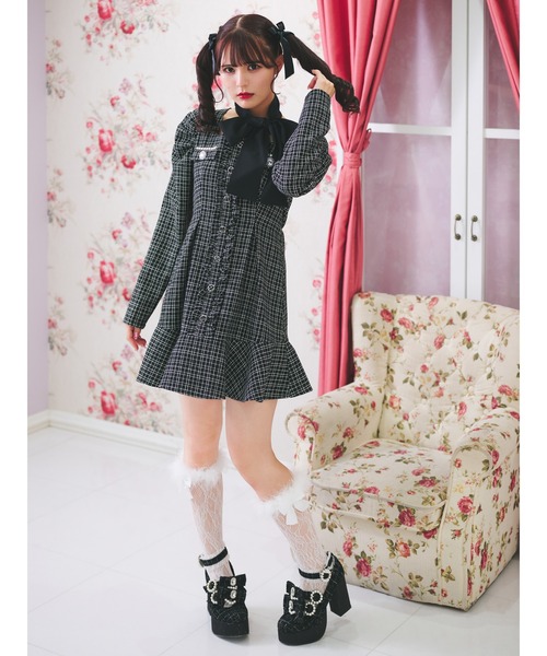 Ank Rouge（アンクルージュ）の「リボンスカーフ　ツイードレディーワンピース（ワンピース・レディース・ホワイト/ブラック・M）」の10枚目の写真