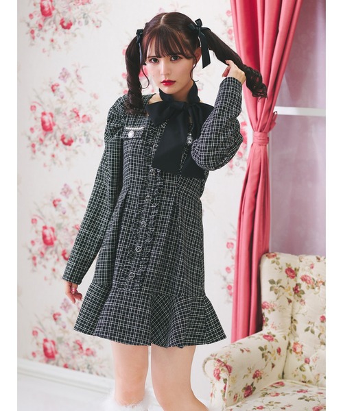 Ank Rouge（アンクルージュ）の「リボンスカーフ　ツイードレディーワンピース（ワンピース・レディース・ホワイト/ブラック・M）」の12枚目の写真