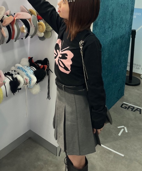 nemne store（ネンネストア）の「【Nefilim】バタフライショートニット（ニット/セーター・レディース・ベージュ/ブラック・フリー）」の14枚目の写真