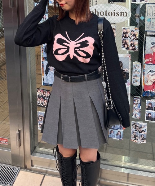 nemne store（ネンネストア）の「【Nefilim】バタフライショートニット（ニット/セーター・レディース・ベージュ/ブラック・フリー）」の12枚目の写真