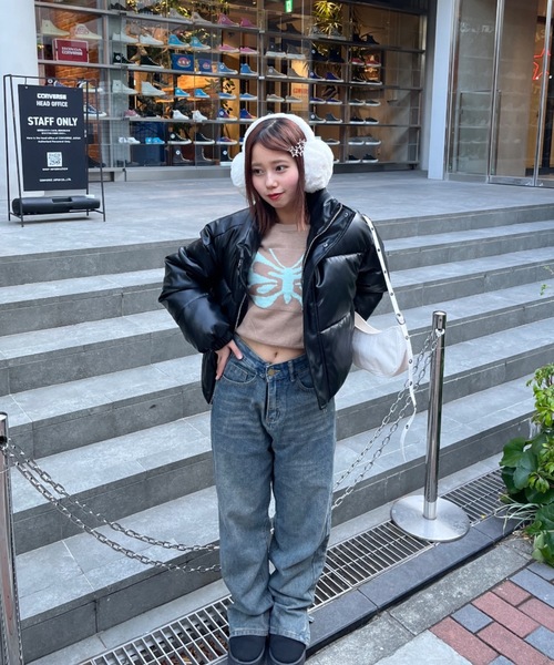 nemne store（ネンネストア）の「【Nefilim】バタフライショートニット（ニット/セーター・レディース・ベージュ/ブラック・フリー）」の9枚目の写真