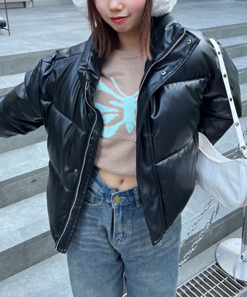 nemne store（ネンネストア）の「【Nefilim】バタフライショートニット（ニット/セーター・レディース・ベージュ/ブラック・フリー）」の6枚目の写真