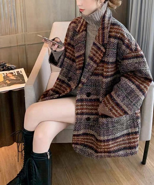 【セール】チェック柄 チェスターコート レディース（トレンチコート）｜Miniministore（ミニミニストア）