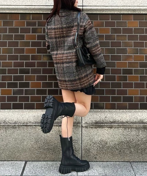 Miniministore（ミニミニストア）の「チェック柄 チェスターコート レディース（トレンチコート・レディース・ネイビー/ブラウン・FREE）」の16枚目の写真