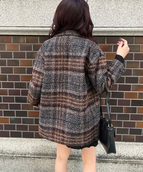 Miniministore（ミニミニストア）の「チェック柄 チェスターコート レディース（トレンチコート・レディース・ネイビー/ブラウン・FREE）」の19枚目の写真