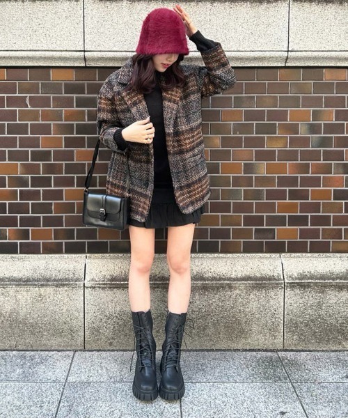 Miniministore（ミニミニストア）の「チェック柄 チェスターコート レディース（トレンチコート・レディース・ネイビー/ブラウン・FREE）」の20枚目の写真