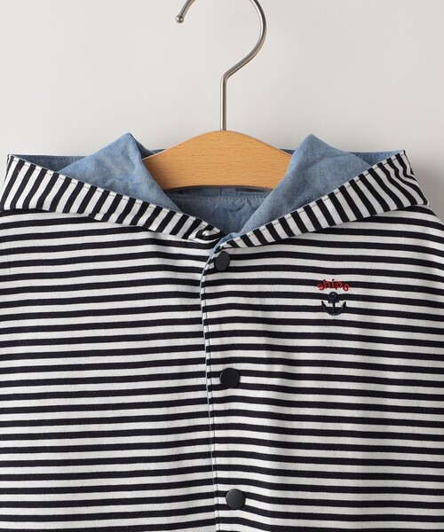 SHIPS(シップス)の「SHIPS KIDS:ボーダー リバーシブル マント(ポンチョ・キッズ・ネイビー・ONE SIZE)」の5枚目の写真