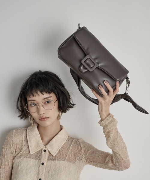 YONA様　スクエアショルダーバッグ　ヌビキルト(シルバーグレー、フォグブルー) ケスクルデザイン ハンドバッグ レディースMS-047 Quest ce Que