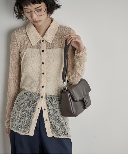 THE YOn（ザヨン）の「ノットショルダースクエアパフバッグ（ショルダーバッグ・レディース・ブラック/サックスブルー/ベージュ/オレンジ/グレイッシュベージュ/カーキ/ブラウン/ピンク・FREE）」の13枚目の写真