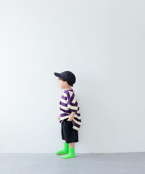 LOWRYS FARM（ローリーズファーム）の「ＵＳＡフトボーダーTシャツＳＳ＊　104008（Tシャツ/カットソー・キッズ・ブラウン/パープル/チャコールグレー/ブラック・110cm/120cm/130cm/140cm/150cm）」の6枚目の写真