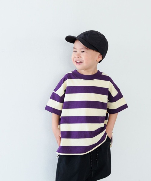 LOWRYS FARM（ローリーズファーム）の「ＵＳＡフトボーダーTシャツＳＳ＊　104008（Tシャツ/カットソー・キッズ・ブラウン/パープル/チャコールグレー/ブラック・110cm/120cm/130cm/140cm/150cm）」の19枚目の写真