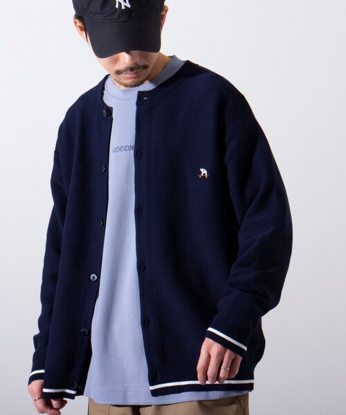 GLOSTER(グロスター)の「【GLOSTER/グロスター】フレンチブルドッグ刺繍 クルーネックカーディガン(カーディガン/ボレロ・メンズ・ネイビー/ライトグレー/レンガ・M/L/S)」の3枚目の写真