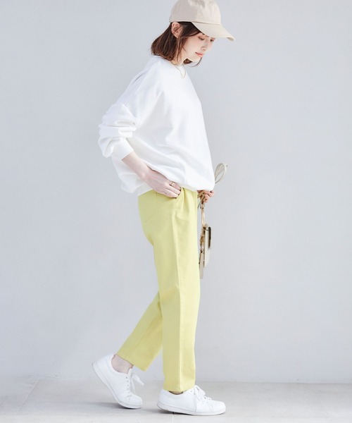 CROSS FUNCTION(クロスファンクション)の「《ストレッチ・ウォッシャブル》エブ楽ストレッチイージーパンツ【CF/クロスファンクション】(その他パンツ・レディース・ベージュ/ネイビー/ライトイエロー/スモークピンク/アイボリー/カーキ・M/S/LL/L)」の8枚目の写真