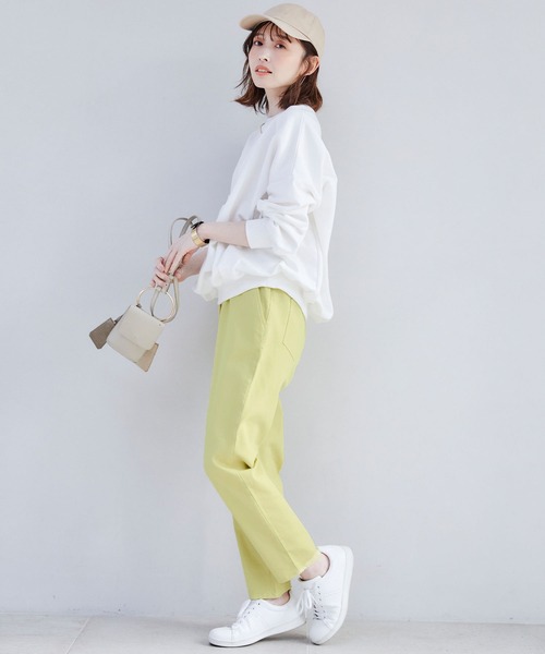 CROSS FUNCTION(クロスファンクション)の「《ストレッチ・ウォッシャブル》エブ楽ストレッチイージーパンツ【CF/クロスファンクション】(その他パンツ・レディース・ベージュ/ネイビー/ライトイエロー/スモークピンク/アイボリー/カーキ・M/S/LL/L)」の9枚目の写真