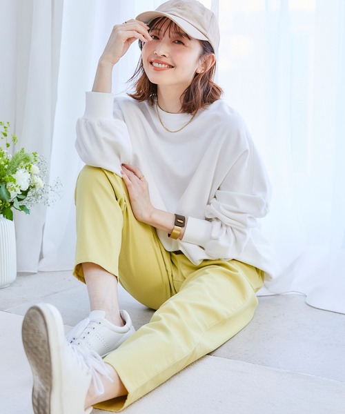 CROSS FUNCTION(クロスファンクション)の「《ストレッチ・ウォッシャブル》エブ楽ストレッチイージーパンツ【CF/クロスファンクション】(その他パンツ・レディース・ベージュ/ネイビー/ライトイエロー/スモークピンク/アイボリー/カーキ・M/S/LL/L)」の11枚目の写真