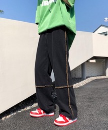 NOWLE | 【NOWLE】ステッチ 切替 ワイドレッグ デニムパンツ(デニムパンツ)