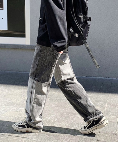 NOWLE（ノウル）の「【NOWLE】ステッチ 切替 ワイドレッグ デニムパンツ（デニムパンツ・メンズ・ブラック系2/ブルー/ブルー系2/ブラック・LARGE/X-LARGE/MEDIUM）」の15枚目の写真