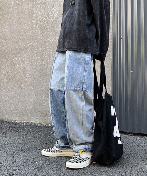 NOWLE（ノウル）の「【NOWLE】ステッチ 切替 ワイドレッグ デニムパンツ（デニムパンツ・メンズ・ブラック系2/ブルー/ブルー系2/ブラック・LARGE/X-LARGE/MEDIUM）」の17枚目の写真