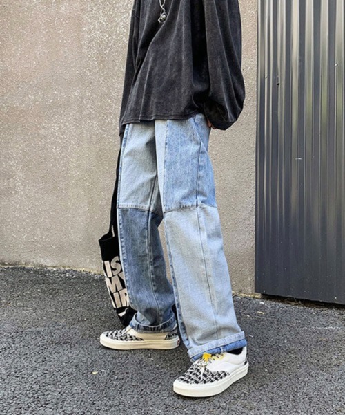 NOWLE（ノウル）の「【NOWLE】ステッチ 切替 ワイドレッグ デニムパンツ（デニムパンツ・メンズ・ブラック系2/ブルー/ブルー系2/ブラック・LARGE/X-LARGE/MEDIUM）」の18枚目の写真