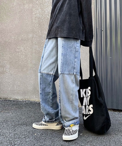 NOWLE（ノウル）の「【NOWLE】ステッチ 切替 ワイドレッグ デニムパンツ（デニムパンツ・メンズ・ブラック系2/ブルー/ブルー系2/ブラック・LARGE/X-LARGE/MEDIUM）」の19枚目の写真