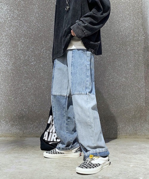 NOWLE（ノウル）の「【NOWLE】ステッチ 切替 ワイドレッグ デニムパンツ（デニムパンツ・メンズ・ブラック系2/ブルー/ブルー系2/ブラック・LARGE/X-LARGE/MEDIUM）」の22枚目の写真